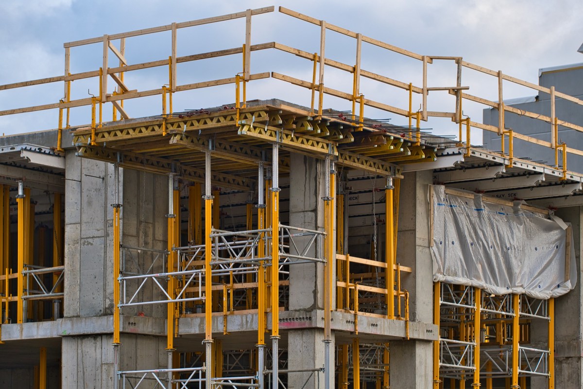 A building under construction in Somerville, Massachusetts.
