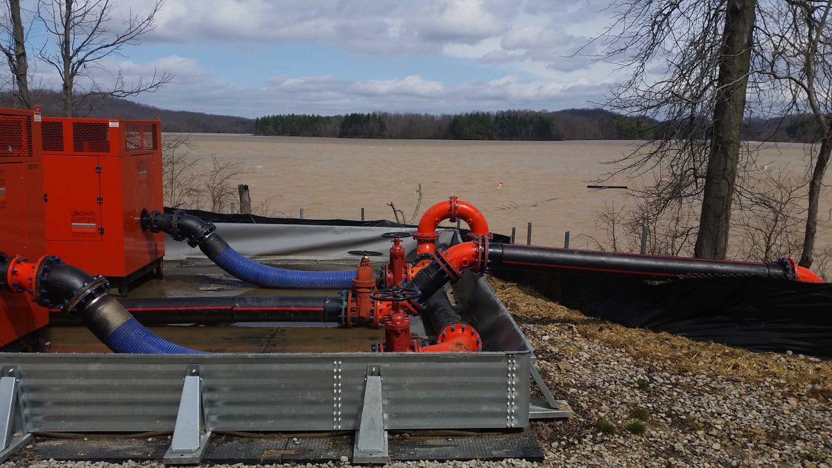A pumping station next to a lake in Ohio.