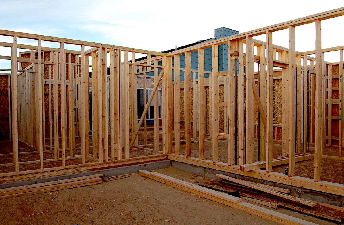 Framed walls for a house under construction
