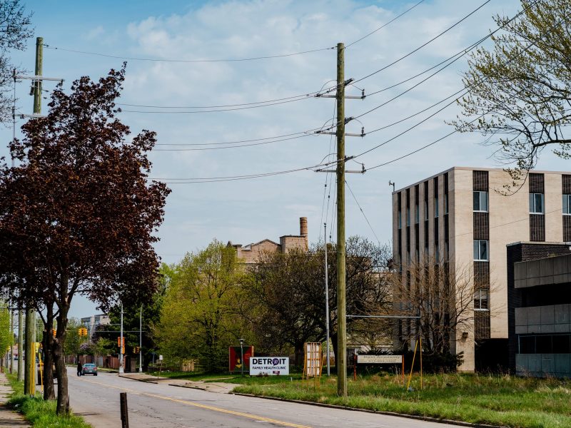 New utility poles that run from DTE's substation through Highland Park.