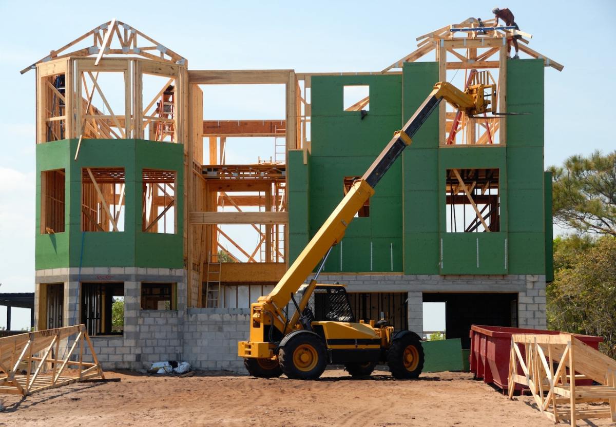 A home construction scene.